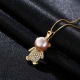 Brand Lovely Bear Freshwater Pearl Women Pendant Necklace High Quality Chain Necklace Women Jewelry Box Chain Necklace