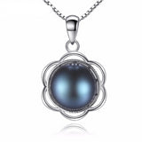 Brand Luxury Black Color Pearl Pendant 925 Sterling Silver Box Chain Women Necklace Popular Jewelry For Party Banquet