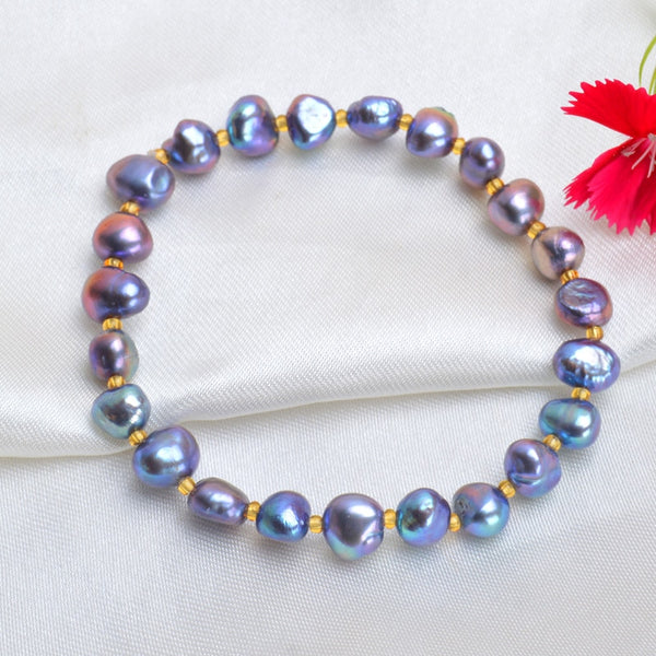 Real Natural Freshwater Baroque Pearl Bracelets & Bangles For Women Crystal Beads Jewelry Gift