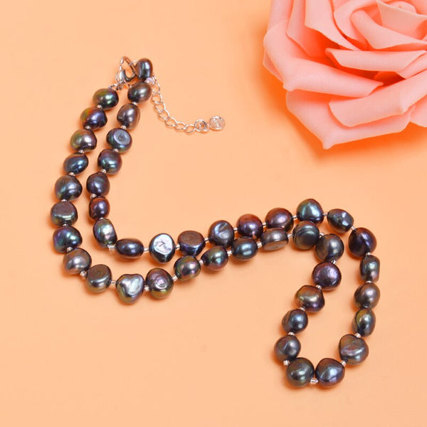 Real Baroque pearl Necklace 9-10mm beads natural Freshwater pearl jewelry for women gift