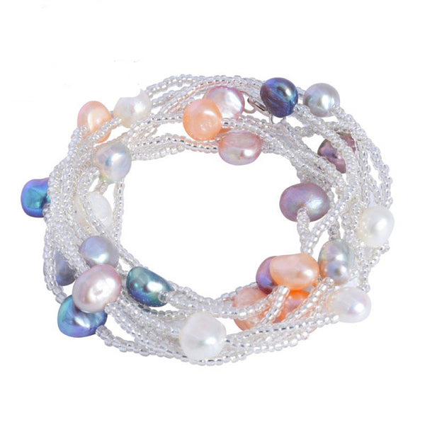 Natural Freshwater Baroque Pearl Bracelet For Women Colorful Jewelry Wedding Crystal Beads