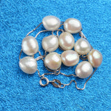 Real S925 sterling silver Natural Freshwater pearl pendant necklace Gray White 8-9mm Baroque pearl Jewelry for Women