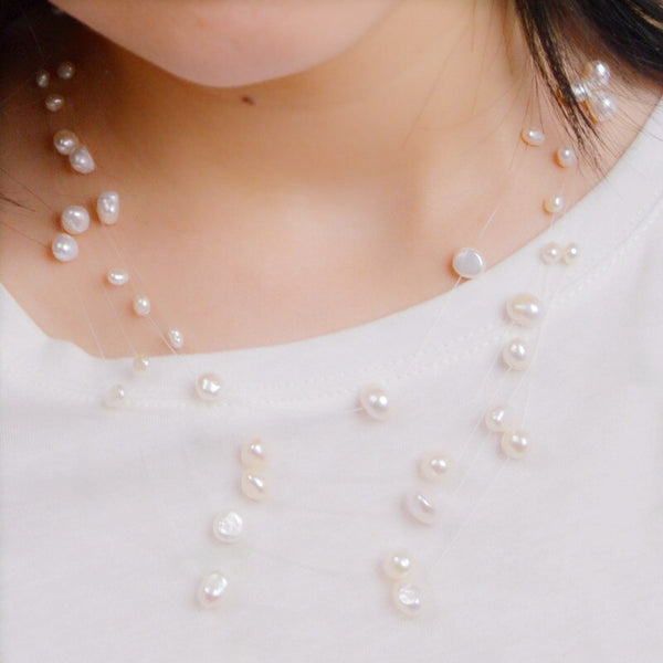 Natural freshwater pearl necklace Handmade Baroque pearl 5-Row 4-8mm bohemia chokers necklaces for women fashion