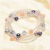 Natural Freshwater Baroque Pearl Bracelet For Women Colorful Jewelry Wedding Crystal Beads