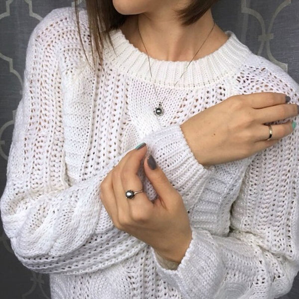 Brand Luxury Black Color Pearl Pendant 925 Sterling Silver Box Chain Women Necklace Popular Jewelry For Party Banquet