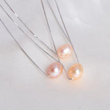 Real Natural Freshwater Pearl Pendant Necklace For Women With 925 Sterling Silver Chain Jewelry