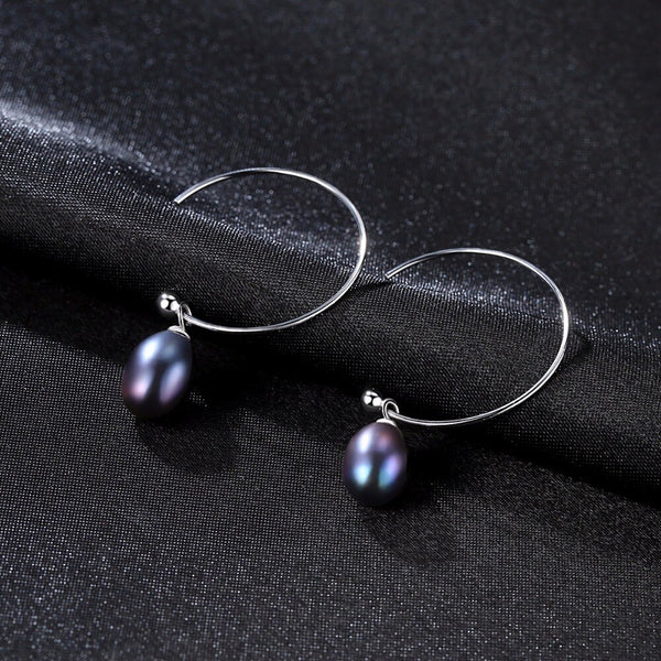 New Fashion Big Half Circle Earwire 925 Sterling Silver Drop Earring For Women Fine Freshwater Pearl Paved Banquet Gifts