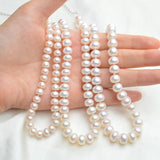 Real white Natural Freshwater Pearl Necklace Authentic semiround pearl jewelry for women gift