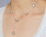 Real S925 sterling silver Natural Freshwater pearl pendant necklace Gray White 8-9mm Baroque pearl Jewelry for Women