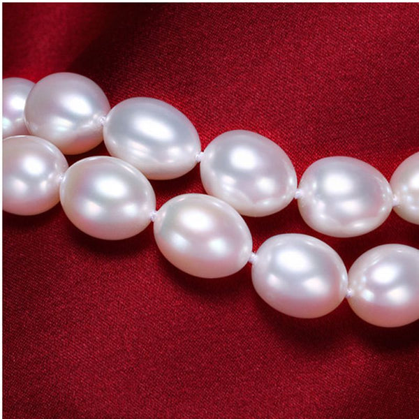 Real white natural freshwater pearl necklace , 40 cm/45 cm pearl jewelry for women gift