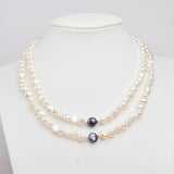 Real White Freshwater Pearl Necklace for Women with Pure 925 Sterling Silver Beads Handmade Jewelry Magnetic clasp