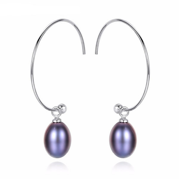 New Fashion Big Half Circle Earwire 925 Sterling Silver Drop Earring For Women Fine Freshwater Pearl Paved Banquet Gifts