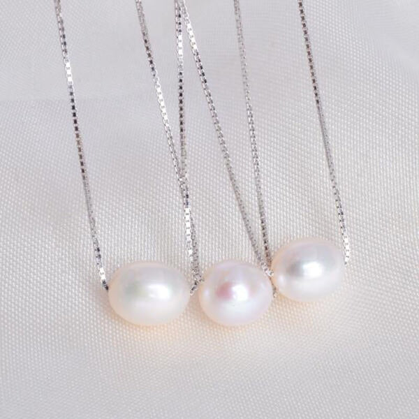 Real Natural Freshwater Pearl Pendant Necklace For Women With 925 Sterling Silver Chain Jewelry