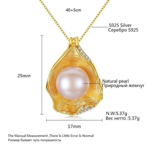 Charm Shell Design Pearl Jewelry 925 Sterling Silver Jewelry Fashion Pearl Pendant Necklaces for Women 18k Gold Color