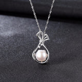 G18K gold-color 925Sterling Silver Water Bottle Necklace Inlaid CZ Natural Pearl Pendant For Women Jewelry Wedding Gift