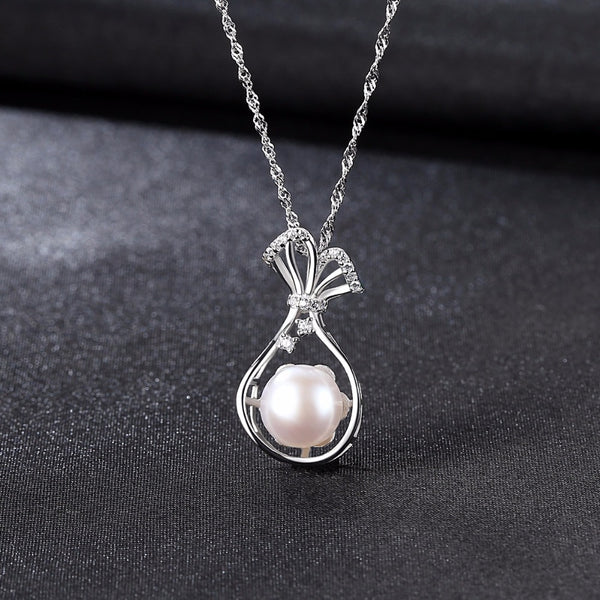 G18K gold-color 925Sterling Silver Water Bottle Necklace Inlaid CZ Natural Pearl Pendant For Women Jewelry Wedding Gift