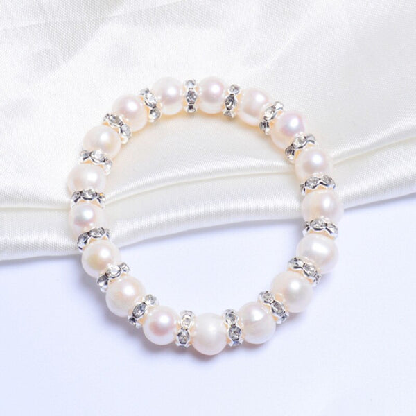 8-9mm Real Freshwater pearl Bracelets Bangles for women Charm Bohemian