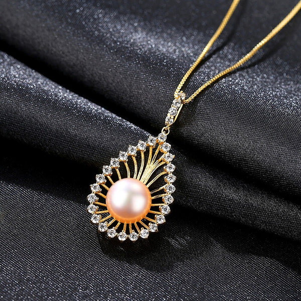 100% Real 925 Sterling Silver Link Chain Necklaces for Women Freshwater Pearl Pendant Necklace Fine Jewelry Cute Gifts