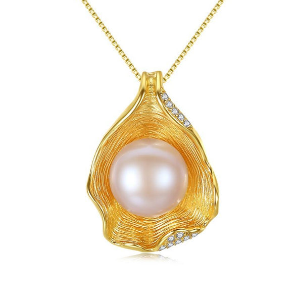 Charm Shell Design Pearl Jewelry 925 Sterling Silver Jewelry Fashion Pearl Pendant Necklaces for Women 18k Gold Color