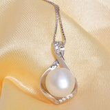 Real Natural Freshwater pearls necklace & Pendants 925 sterling silver 9-10mm pearl jewelry