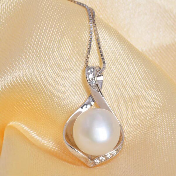 Real Natural Freshwater pearls necklace & Pendants 925 sterling silver 9-10mm pearl jewelry