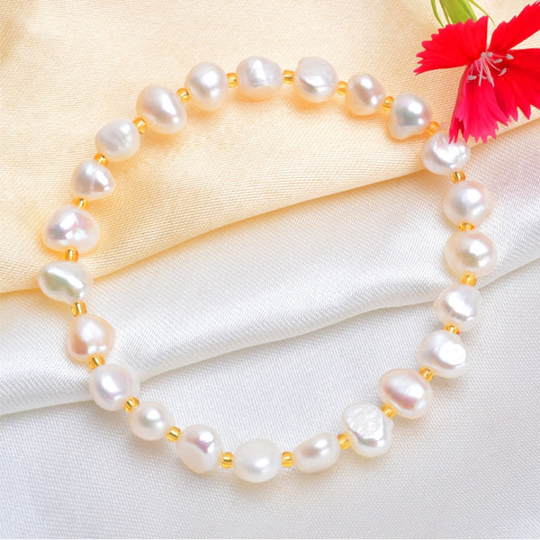 Real Natural Freshwater Baroque Pearl Bracelets & Bangles For Women Crystal Beads Jewelry Gift