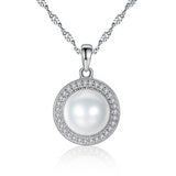 Classic Round 925 Sterling Silver Pendant Necklace with 9-9.5mm Pearls Natural Freshwater Pearl Fine Jewelry Hot001